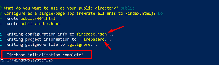 Firebase init command add two files